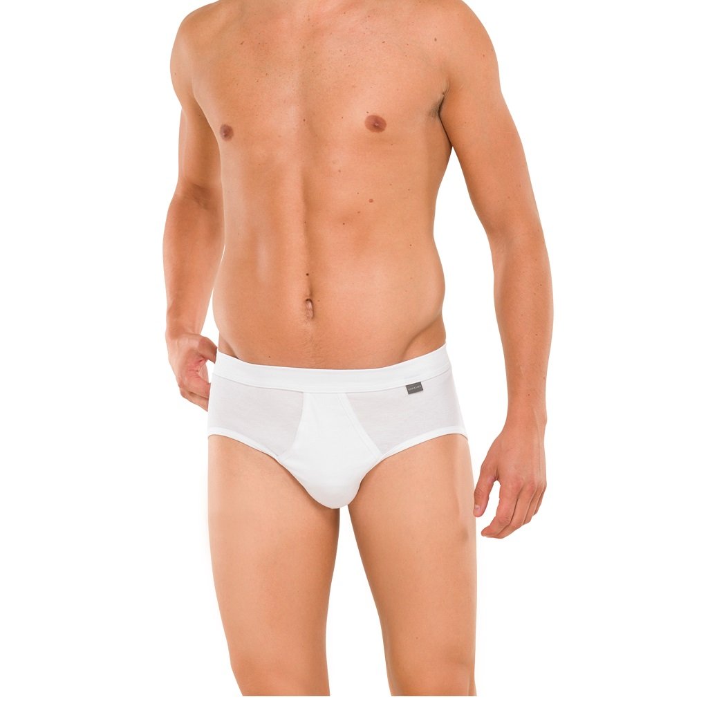Schiesser Herren Slip Essentials Feinripp Sport - 4er Pack - (7, Weiss)