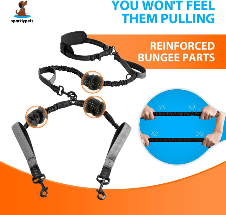 Joggingleine für Hunde zum Laufen, Joggen, Wandern | 2 in 1 Joggingleine und Normale Hundeleine für