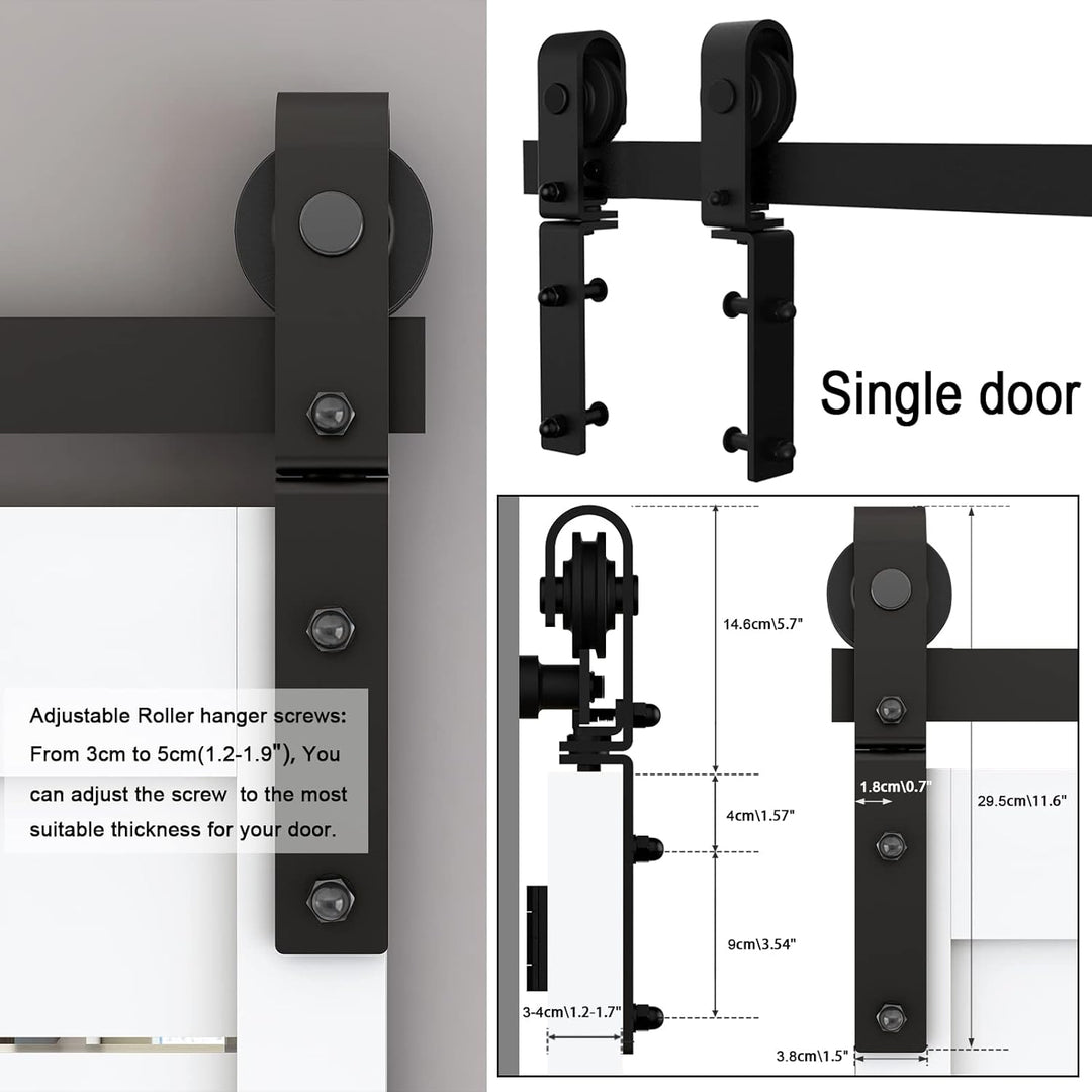 BONIKLUBA Doppelfalt-Schiebetür-Hardware-Set für 2 Türen, reibungslos und leise, schwarze Schiene, J
