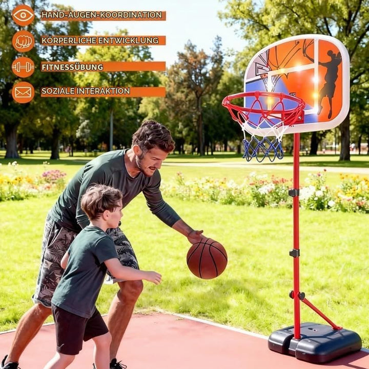 Basketballkorb Kinder, Tragbarer Basketballkorb Ständer Höhenverstellbar 80-180 cm, mit Anzeigetafel