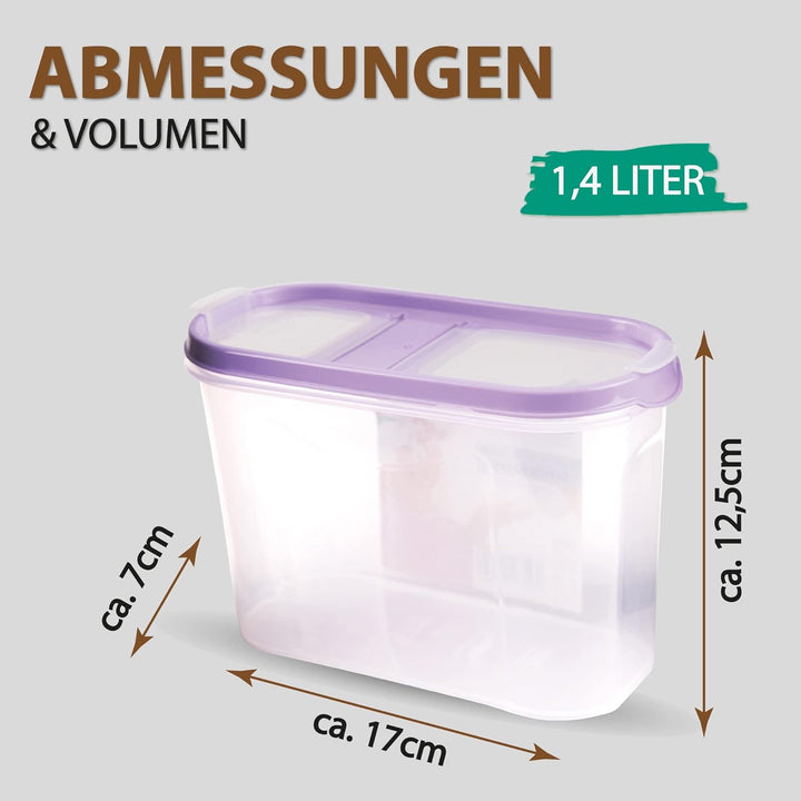 Vorratsdosen mit Deckel (3er Pack - Lila) 1,4 Liter, Luftdicht Schüttdose BPA frei lebensmittelecht,