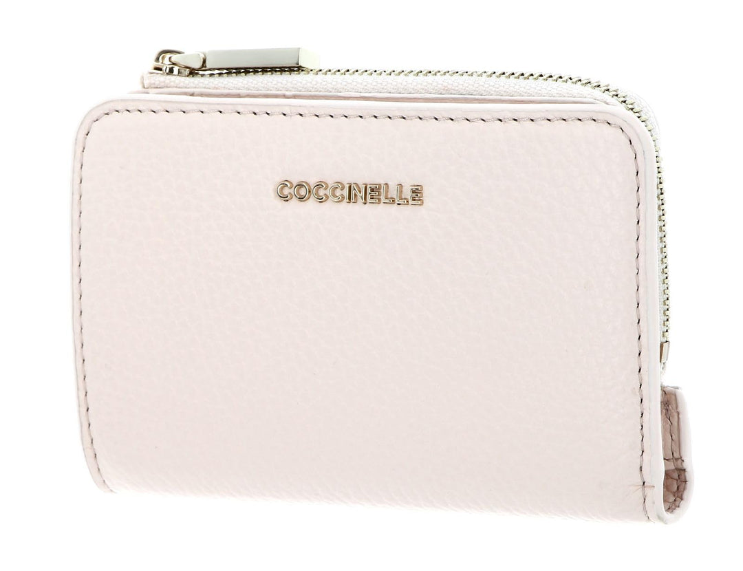 Coccinelle Metallic Soft Wallet Grained Leather Creamy Pink
