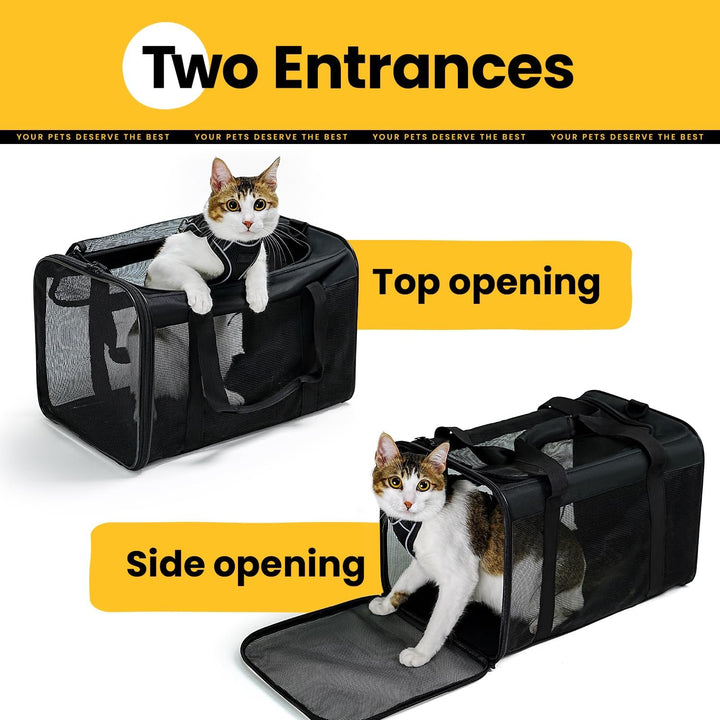 Conlun Katzentransportbox,Weiche Katzentransporttasche mit 4-seitigem Netz, Flugzeugtaugliche Katzen