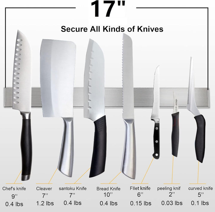Rymmzone Magnetischer Messerhalter für Kühlschrank, 43.2 cm doppelseitiger Messer-Magnetstreifen, Ve