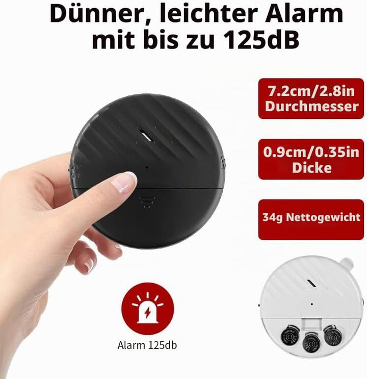 ThreeH Vibrationssensor Alarm 125dB Laut Schlank mit Batterien Einstellbare Empfindlichkeit LED-Anze