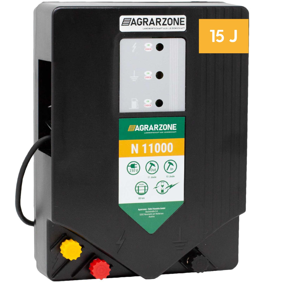 Agrarzone N11000 Weidezaungerät 230V, 15 Joule | Elektrozaungerät mit Strom für Weidezaun | Weideger