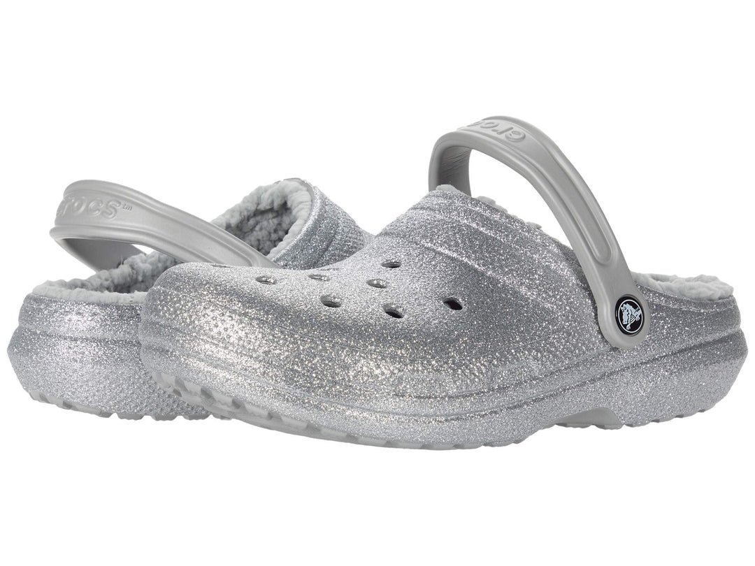 Crocs Unisex Classic Lined ClogClogs 38 EU Silver Glitter, 38 EU Silver Glitter