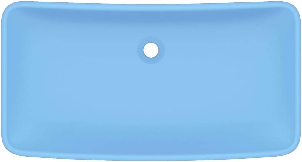 HOMIUSE Luxus-Waschbecken Rechteckig Matt Hellblau 71x38 cm Keramik Waschbecken Waschtisch Aufsatzwa