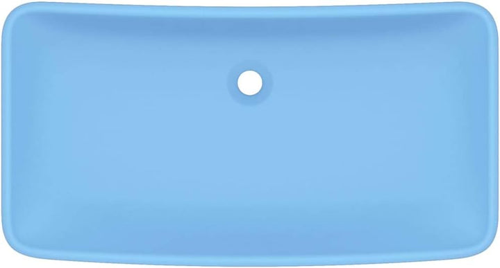 HOMIUSE Luxus-Waschbecken Rechteckig Matt Hellblau 71x38 cm Keramik Waschbecken Waschtisch Aufsatzwa