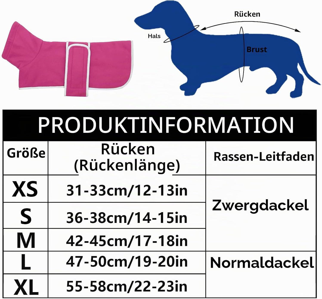 Geyecete -Gemütlich Polarfleece Winter hundemantel fur Dackel,Miniatur Dackel fleece hundepullover,H