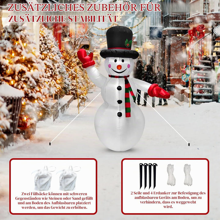 1.8m Aufblasbarer Schneemann Weihnachten mit LED Lichtern Aussendekoration Aufblasbarer Schneemann W