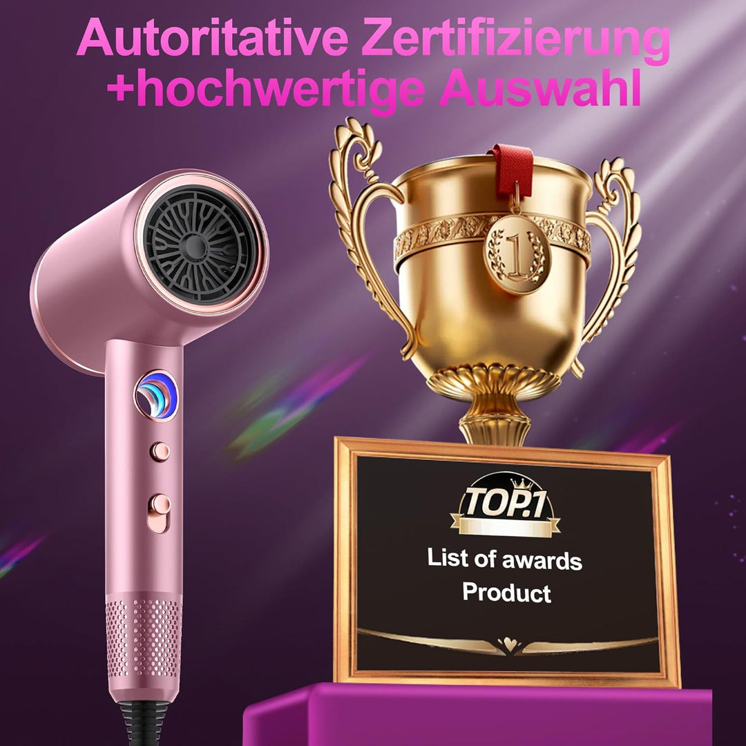 Föhn,Fön,Haartrockner Profi Ionen mit AC Motor 2400W Reisefön Diffusor|Haarfön 4-in-1|Heiss-/Kalttas