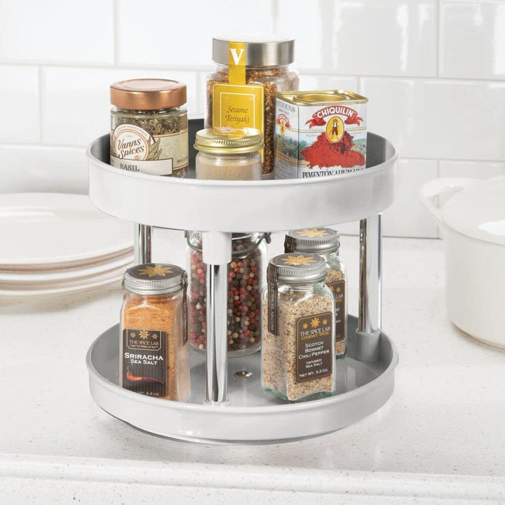 mDesign 2er-Set Lazy Susan Küchenregal zweistöckig – praktisches Gewürzregal für Küchenschrank oder