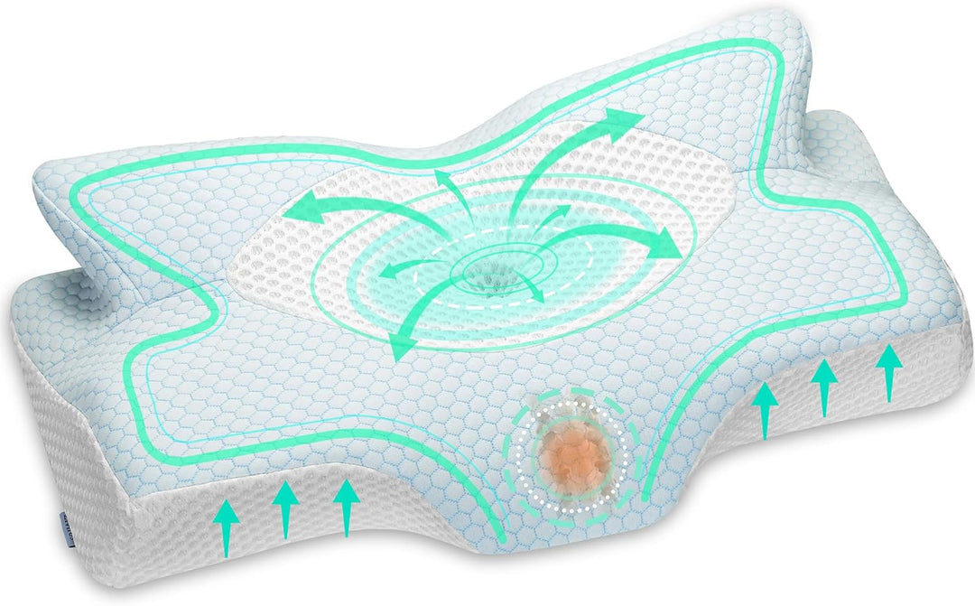 Elviros Orthopädisches Kopfkissen aus Memory Foam, Seitenschläferkissen Nackenstützkissen, Kopfkisse