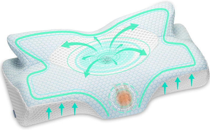 Elviros Orthopädisches Kopfkissen aus Memory Foam, Seitenschläferkissen Nackenstützkissen, Kopfkisse
