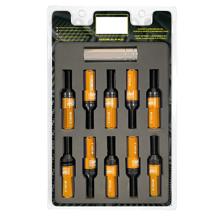 Omp Speed Schraubenset Performance mit Aluminiumschutz M12X1.5 Hex 17-19, L 28 mm, Aluminium Orange