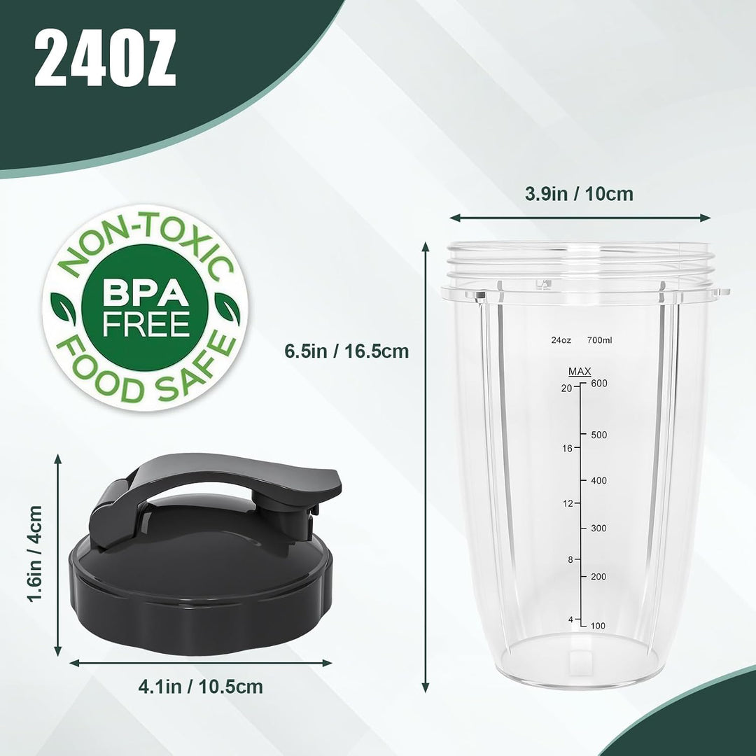 Entsafterbecher Kompatibel mit Nutribullet 600W/900W Mixer 710 ml – 4-teilig, 710 ml – 4-teilig