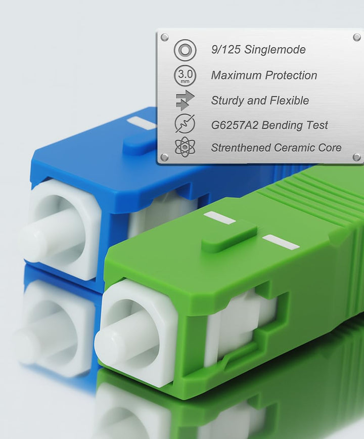 Elfcam® - 40m LWL Glasfaser-Kabel SC/APC auf SC/UPC Stecker, Simplex 9/125μm Patchkabel, Lichtwellen