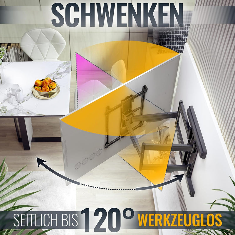 RICOO TV Wandhalterung Fernseher Schwenkbar Neigbar für 55-95 Zoll, Universal TV Halterung S7544-B,