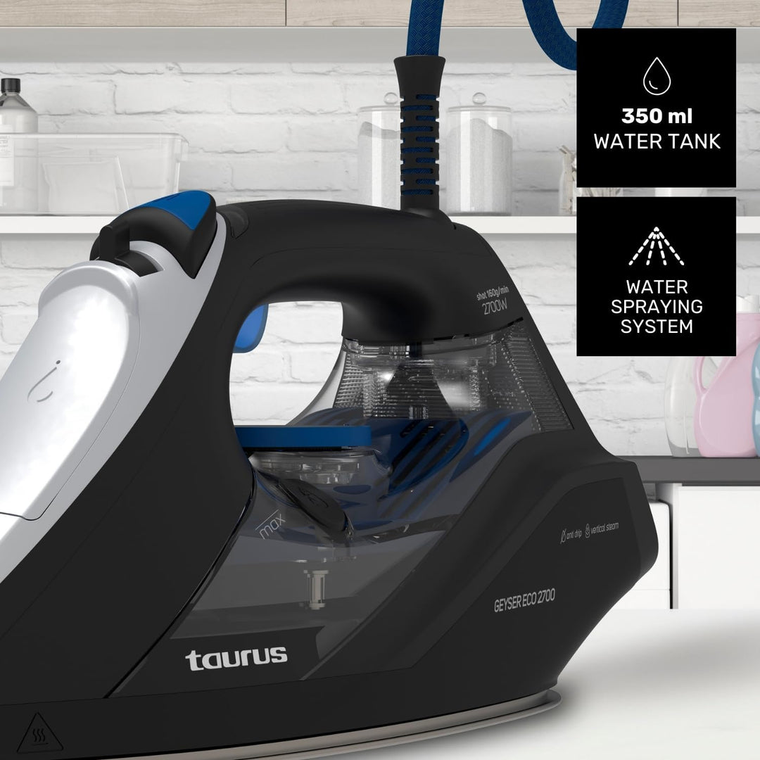 Taurus STI2700 Bügeleisen | 2700 W | 160 g/min Dampfstoss | Anti-Kalk-System | Anti-Tropf | Schwarz