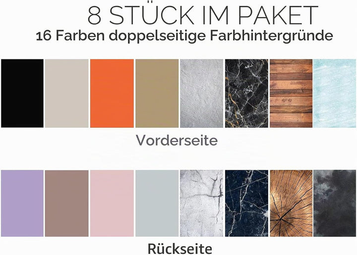 Exzycke Fotohintergrundpapier mit Ständer, 86,4 x 58,4 cm, doppelseitig, für Foto-Tischplatten, Requ