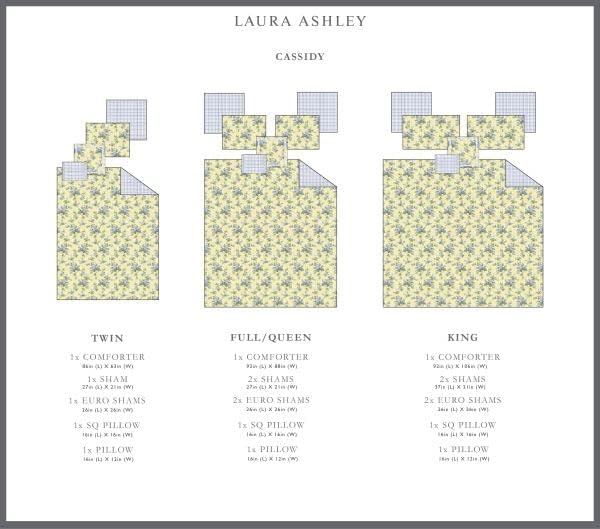 Laura Ashley Collection Cassidy Sets, Baumwolle, Weiches Gelb/Grün/Blau, Queen Queen Weiches Gelb/Gr