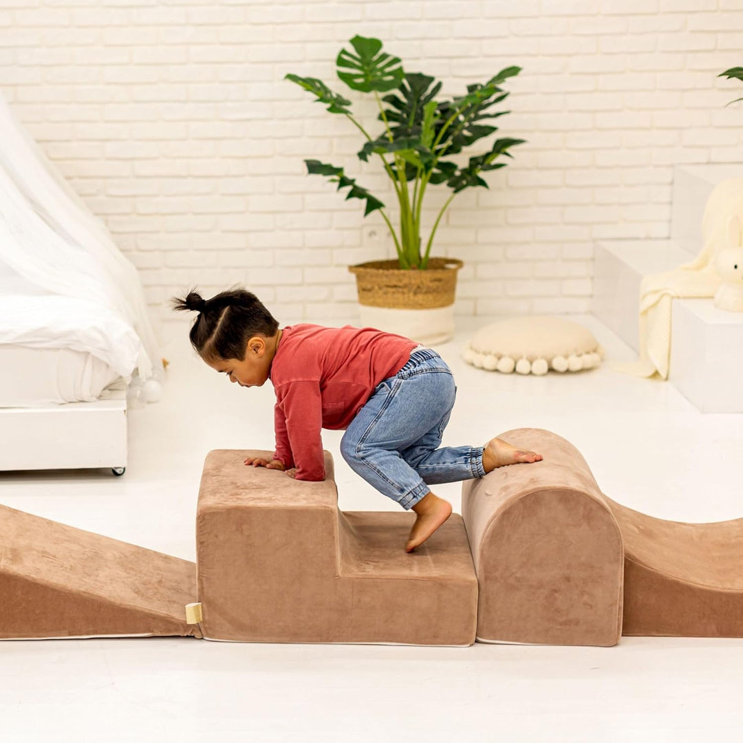 MEOWBABY 4-Elemente-Weichschaumstoff-Bausteine-Set - Spielplatz 195 x 45 cm für Babys & Kleinkinder,