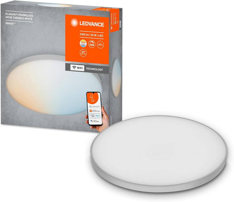 Ledvance Smarte LED Deckenleuchte, Panel für Innen mit WiFi Technologie, Lichtfarbe änderbar (3000K-