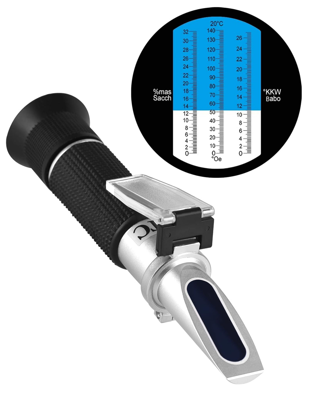LAOYE Winzer Refraktometer Wein 0-32 Brix (Zucker) 0-140 Öchsle 0-27 KMW Öchslewaage Refraktometer W