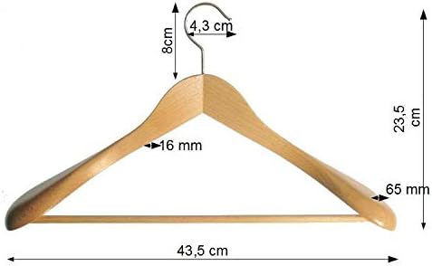 Kleiderbügel aus Holz, 5 St. Schulterbügel aus Buchenholz, Natur lackiert, mit Hosensteg, Made in Au