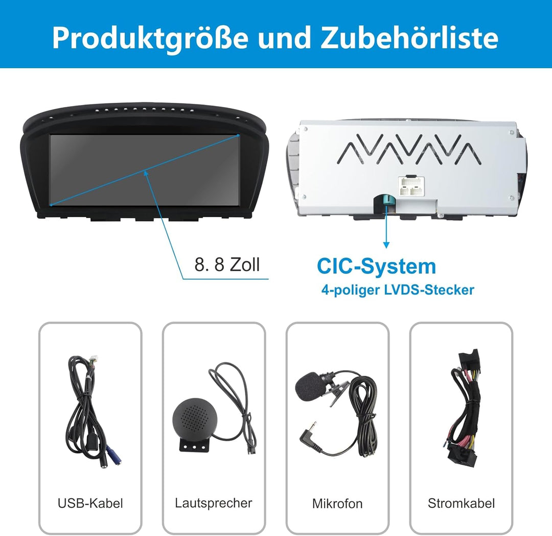 Touchscreen für BMW E60 E90 mit Carplay/Android Auto CIC System Radio für BMW E60/E61/E63/E64/E91/E9