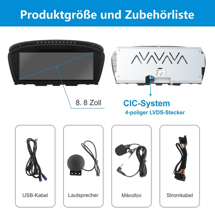Touchscreen für BMW E60 E90 mit Carplay/Android Auto CIC System Radio für BMW E60/E61/E63/E64/E91/E9