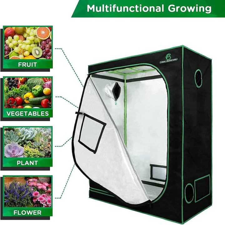 GA 60x60x120 cm Wachstumszelt Reflektierendes Mylar Hydroponic-Wachstumszelt mit Beobachtungsfenster