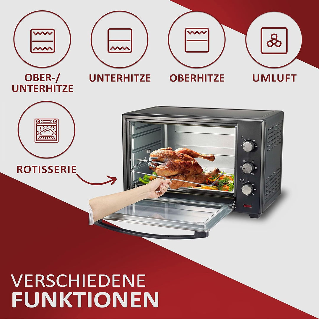 Minibackofen 60 Liter | Umluft Ofen | Pizzaofen | Mini Backofen | Freistehender Backofen | Mini-Back