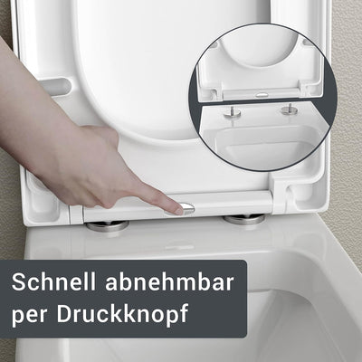 WC-Sitz mit Absenkautomatik U1002 Weiss, abnehmbarer Toilettensitz aus Duroplast, Ersatz-WC-Brille S