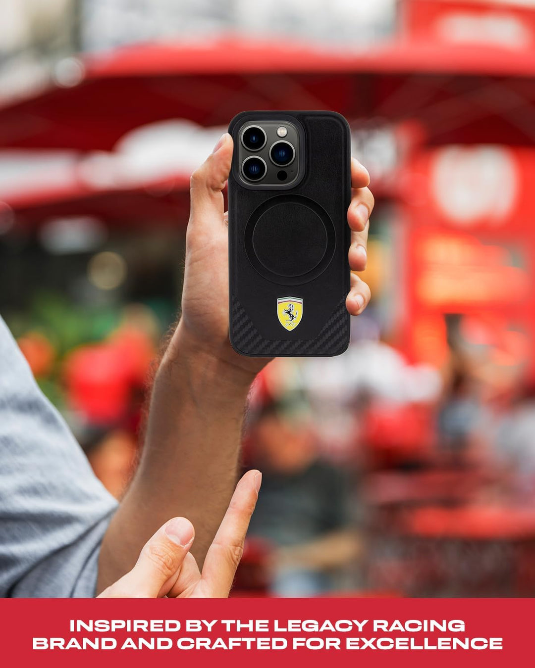 Ferrari FEHMP15LPTEK Hülle für iPhone 15 Pro 6.1" Schwarz hardcase Carbon Metal Logo
