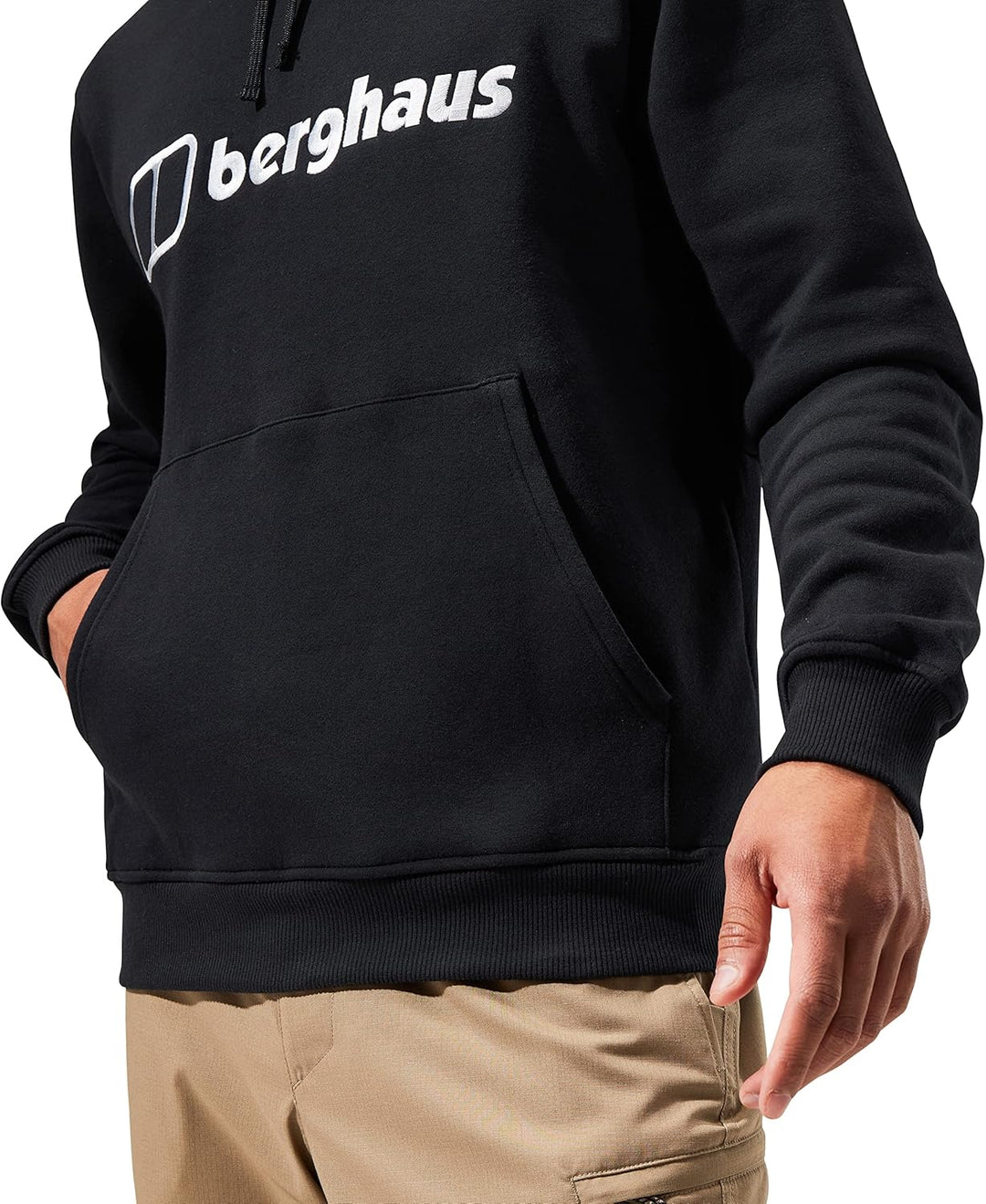 Berghaus Herren Logo Kapuzenpullover, Dazugegeben Wärme, Extra Bequem Fleecejacke, Schwarz