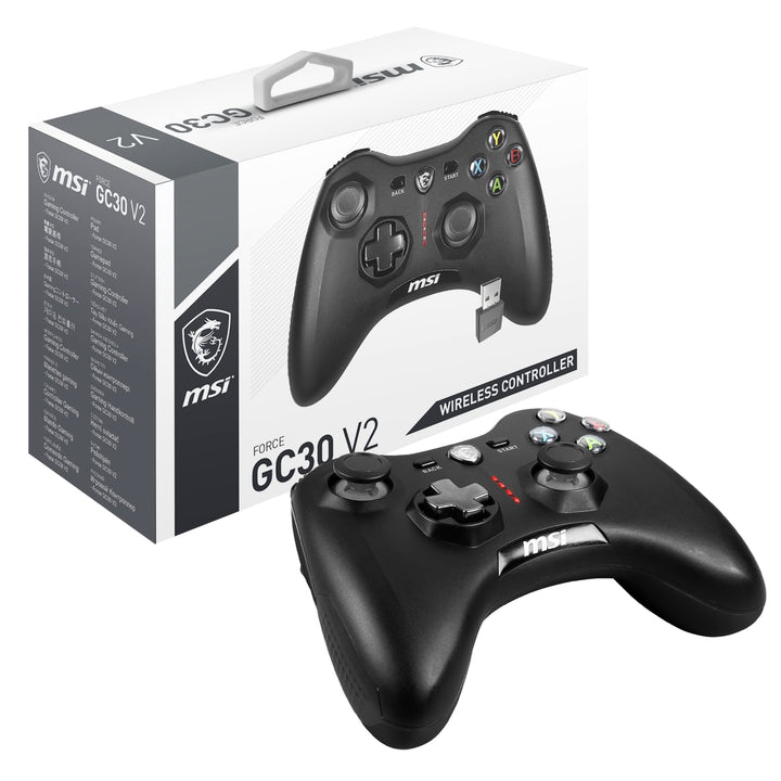 MSI FORCE GC30 V2 Kabelloser PC-Gamepad Controller - 2,4 GHz, 600mAh Li-Ionen-Akku, austauschbare D-
