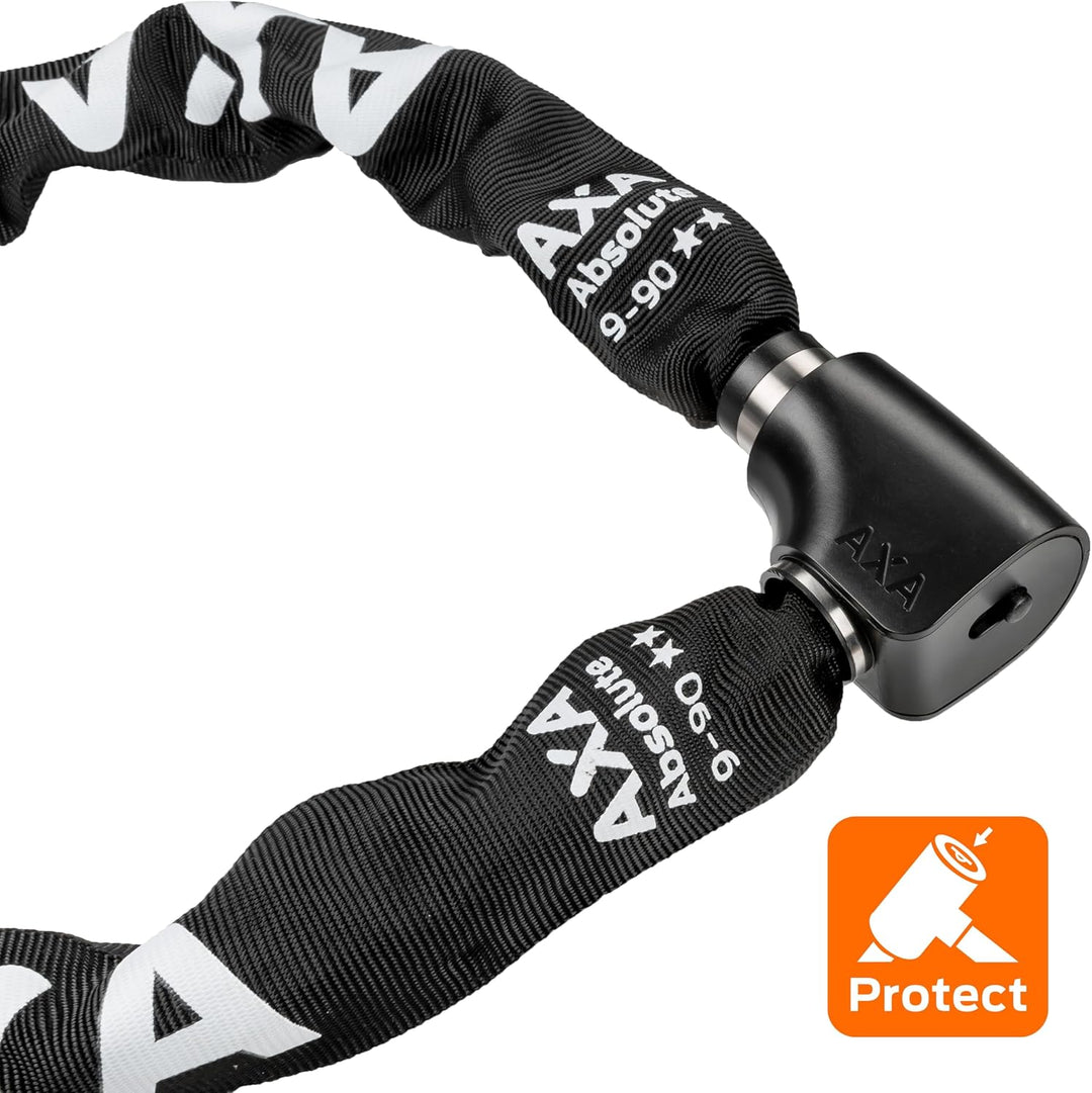 AXA Absolute 9-90 Kettenschloss – Länge 90 cm – Sicherheitsstufe 14 – Stahlglieder 9 mm – Hohe Siche