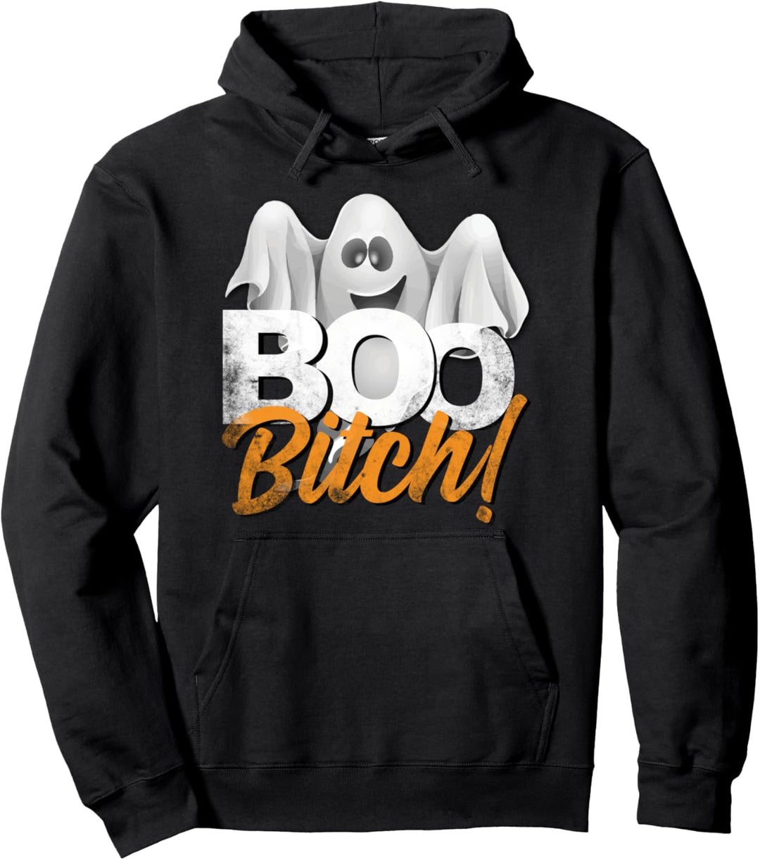 Funny Halloween Boo Bitch! silly ghost distressed style Pullover Hoodie
