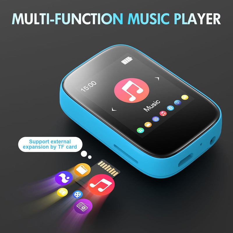 Bluetooth MP3-Player mit 32GB, Tragbarer Musik-Player, Unterstützung für FM-Radio, Sprachaufnahme, E