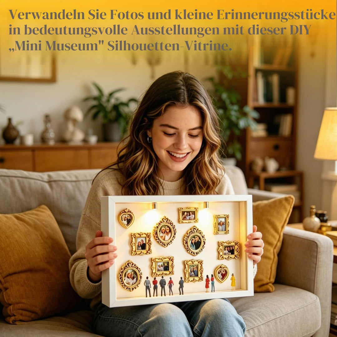 DIY Mini Museum Silhouettenbox mit Licht, Shadow Box Bilderrahmen Set, Museum of us, Foto Erinnerung