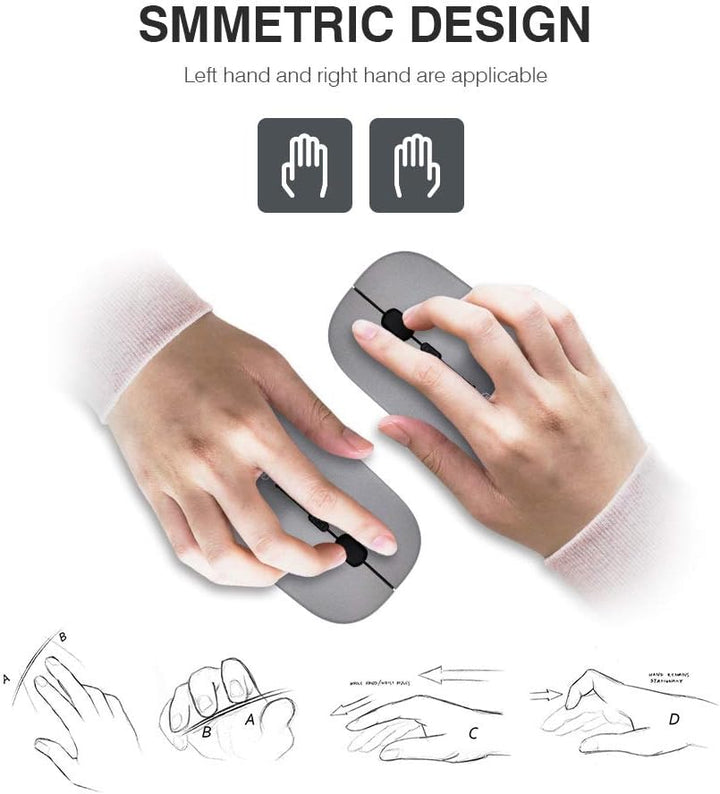 inphic Maus Kabellose wiederaufladbar, Ultra Slim 2.4G Leise Funkmaus Optische Computermaus 1600 DPI