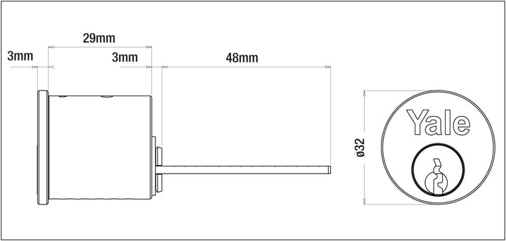 Yale Ersatz-Schlosszylinder für 38-57 mm Türen, P-6KP1109-CH P-Chrom 6 Keys, P-Chrom 6 Keys
