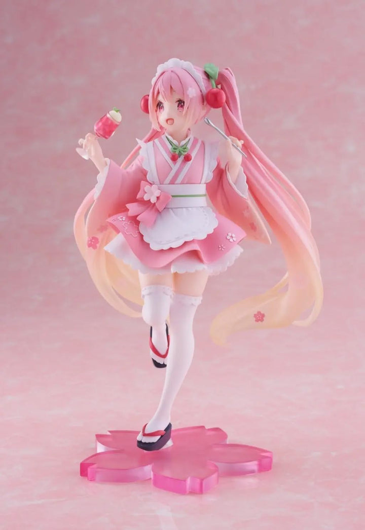 Taito Hatsune Miku Statuette PVC Newley Written Sakura Miku Japanese Cafe Ver. 18 cm