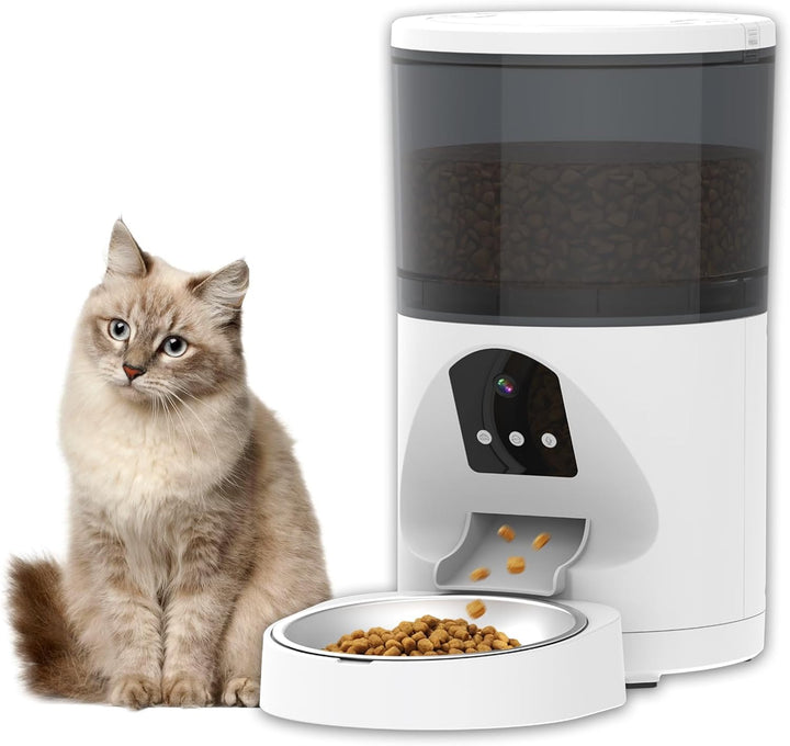 ANTELA Futterautomat für Katzen Hunde 6L mit Video 3MP, 2,4GHz WLAN Futterspender, App-Steuerung, Re