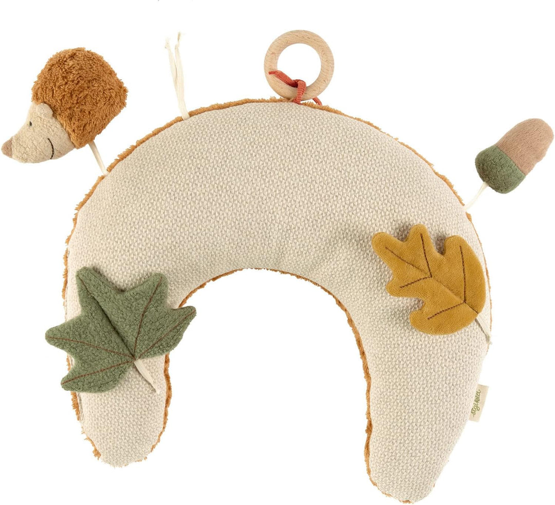 sigikid 39711 Baby-Aktivkissen in Hörnchenform, Tierdruck, Beige/Braun/Spielkissen, 33x37x10 cm, Bei