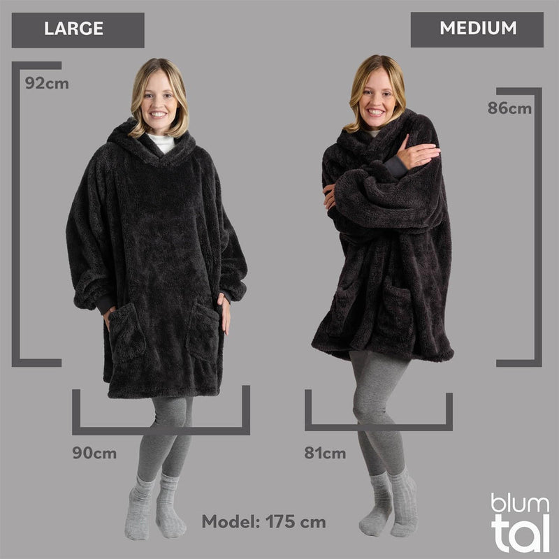 Blumtal Hoodie Decke Damen mit Ärmeln und Kapuze - OEKO-TEX zertifizierter Kuschelpullover Damen - D