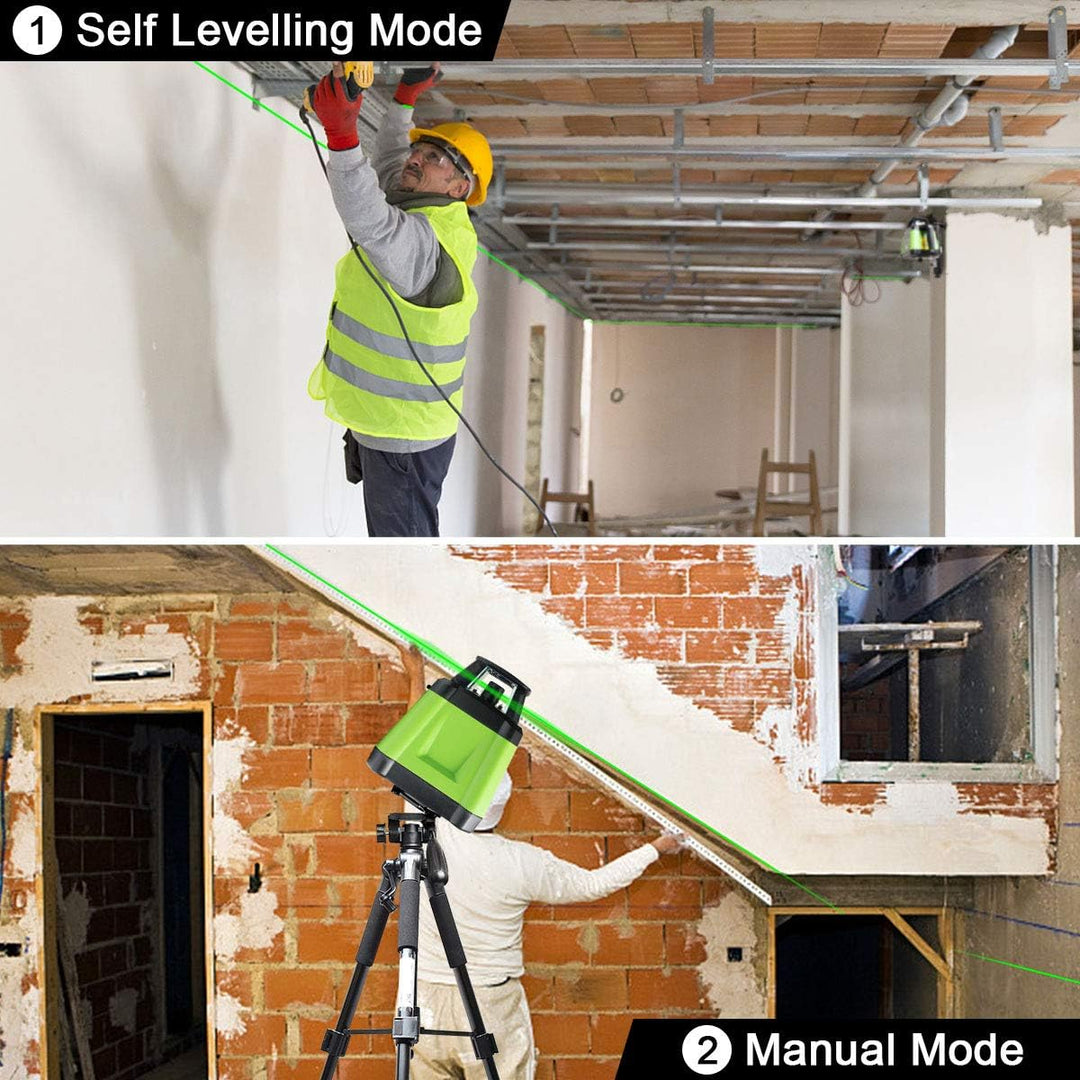 Huepar RL200HVG Rotationslaser Kit Grün, Selbstnivellierend Rotary Laser Level 360° Horizontaler/Ver