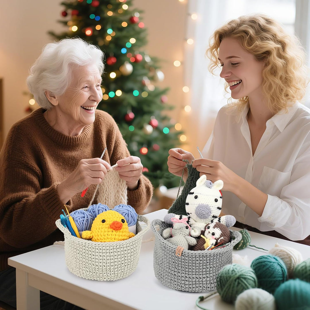 Coopay Häkelset für Anfänger, Rund Körbe Häkel Set mit Häkelanleitung, DIY Häkelset für Körbe Häkeln